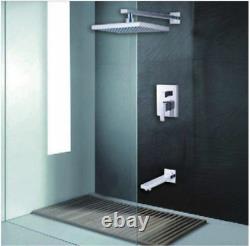 Chrome Bathroom Tub and Shower Faucet Rainfall Head Mixer Water Control Set