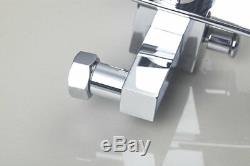 Chrome Bathroom Wall Mount Bathtub Waterfall Shower Tap Mixer Faucet Hand Spray