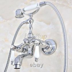 Chrome Brass Bathroom Clawfoot Bath Tub Faucet Mixer Tap With Hand Shower stf853