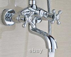 Chrome Brass Bathroom Rainfall Faucet Set Hand Spray Shower Tub Mixer Tap 2cy355