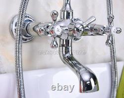 Chrome Brass Bathtub Faucet Clawfoot Bath Tub Filler Shower Mixer Tap ena183