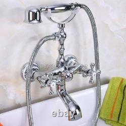 Chrome Brass Bathtub Faucet Clawfoot Bath Tub Filler Shower Mixer Tap ena183