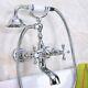 Chrome Brass Clawfoot Bath Tub Faucet With Hand Shower Mixer Tap Wall Mount