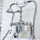 Chrome Brass Clawfoot Bath Tub Faucet With Hand Spray Shower Mixer Tap Deck Mount