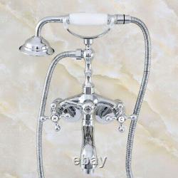 Chrome Brass Clawfoot Bath Tub Faucet with Handheld Shower Set Adjustable 3 3/8