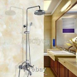 Chrome Brass Wall Mount Rain Shower Faucet Set With Clawfoot Tub Mixer Tap Kcy352