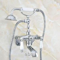 Chrome Clawfoot Bath Tub Faucet Shower Mixer Tap Set Adjusts From 3-3/8 sqg420