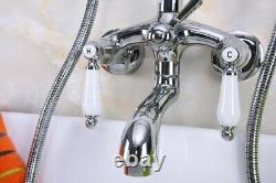 Chrome Clawfoot Bath Tub Faucet Telephone Design Handheld Shower Set Zna220