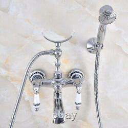 Chrome Clawfoot Bath Tub Faucet Telephone Design Handheld Shower Set Zna706
