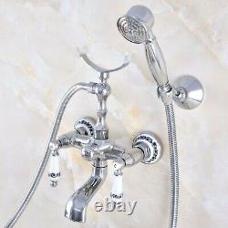 Chrome Clawfoot Bath Tub Faucet Telephone Design Handheld Shower Set Zna706
