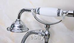 Chrome Clawfoot Bath Tub Filler Faucet Set Handheld Shower Wall Mounted wna186