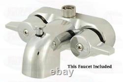 Chrome Clawfoot Tub Faucet Add-A-Shower Kit WithCurtain Rod, Drain & Supplies