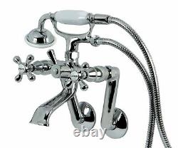 Chrome Clawfoot Tub Mounted Faucet With Hose & Hand Spray