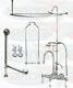 Chrome Gooseneck Clawfoot Tub Faucet Package Kit With Shower Curtain Surround