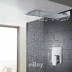 Chrome Rainfall Waterfall Bathroom Shower Faucet Set Mixer Tub Tap Wall Mounted