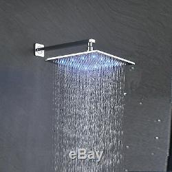 Chrome Shower Faucet System 8 Inch LED Rainfall Shower Tub Mixer Hand Shower Tap