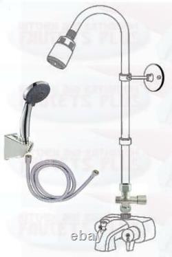Chrome Three Way Add-A-Shower Clawfoot Tub Diverter Faucet Kit With Hand Shower