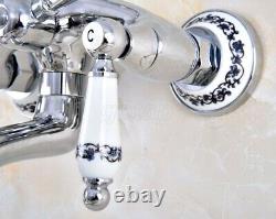 Chrome Wall Mount Clawfoot Bath Tub Faucet Bathtub With Hand Shower Mixer Tap
