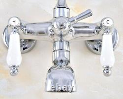 Chrome Wall Mounted Bath Bathtub Clawfoot Tub Faucet With Hand Shower ena701