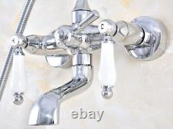 Chrome Wall Mounted Bath Bathtub Clawfoot Tub Faucet With Hand Shower ena701