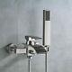 Clawfoot Brushed Nickel Wall Mount Bathtub Faucet With Hand Shower Mixer Tap