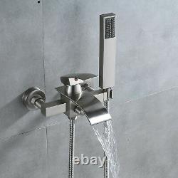 Clawfoot Brushed Nickel Wall Mount Bathtub Faucet With Hand Shower Mixer Tap