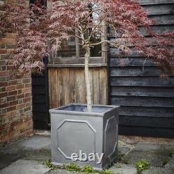 Clayfibre Grey/Silver Chelsea Box Garden Planter Square Flower Plant Pot Cube