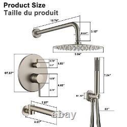 Clihome Round 3-Function Shower System Set Wall Mount with Adjustable Tub Spout