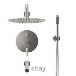 Clihome Round 3-Function Shower System Set Wall Mount with Adjustable Tub Spout