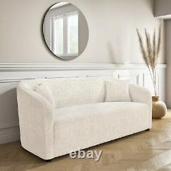 Cream Boucle Fabric 3 Seater Curved Tub Sofa Monroe