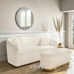 Cream Boucle Fabric 3 Seater Curved Tub Sofa Monroe
