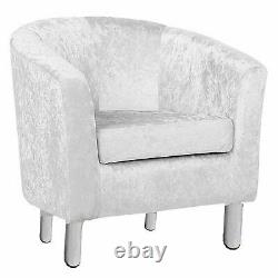 Crush Velvet Fabric Tub Chair Armchair Sofa Seat Lounge Living Room Office Home