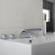 Deck Mount 5pcs Waterfall Shower Set Bathtub Mixer Basin Faucet With Handheld