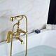 Deck Mount Clawfoot Tub Faucet Gold Color Brass Hand Shower Spray Bath Etf085