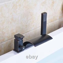 Deck Mounted Waterfall Bathroom Tub Mixer Faucet Single Lever with Hand Shower