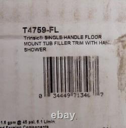 Delta T4759-FL Trinsic Floor-Mount Freestanding Tub Filler Faucet with Hand Shower