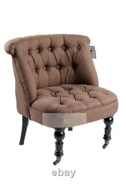 Designer Tub Chair Sofa Lined Polyester Fabric Brown Armchair Single Seater New