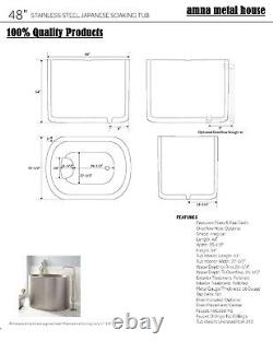 Double Wall Stainless Steel Japanese Soaking Bathtub, Oval Design- Brushed Matt