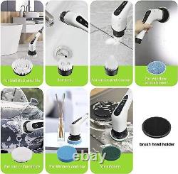 Electric Spin Scrubber, Cordless Bath Tub Power Scrubber with Long Handle & 7 Re