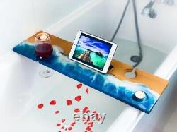 Epoxy Resin Bath Tub Tray, Resin River Wooden Bathroom Tray Decor, Gifts Decors