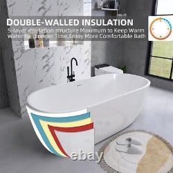 Exbrite Bathtub 55 Acrylic Free Standing Tub Classic Oval Soaking Tub