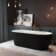 Exbrite Bathtub 60 Inch Black Acrylic Freestanding Soaking Anti-slip