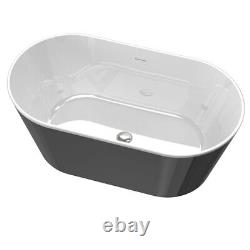 Exbrite Bathtub 60 Inch Black Acrylic Freestanding Soaking Anti-Slip
