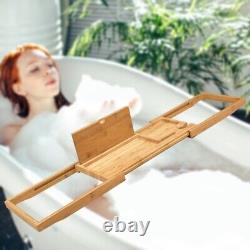 Extendable Bamboo Bath Tub Caddy Wooden Bathtub Bridge Shelf Organizer Tray