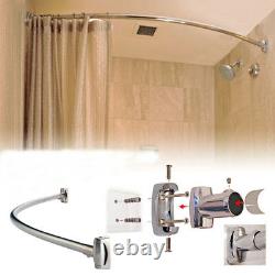 Extendable Curved Shaped Bath Tub Shower Stainless Steel Chrome Curtain Rod Rail