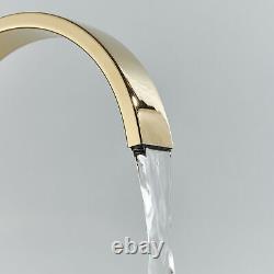 Floor Mounted Bathtub Faucet Free Standing Waterfall Tub Tap WithHand Spray Gold
