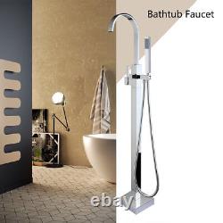 Floor Mounted Free Standing Bath tub Faucet Filler Mixer Tap Handheld Shower Set