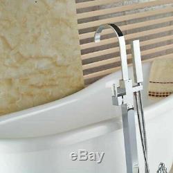 Floor Mounted Free Standing Bathtub Faucet Shower Set Tub Filler Mixer Tap Brass
