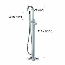Floor Mounted Free Standing Bathtub Faucet Shower Set Tub Filler Mixer Tap Brass