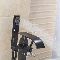 Floor Mounted Free Standing Bathtub Faucet With Hand Shower Tub Filler Mixer Tap